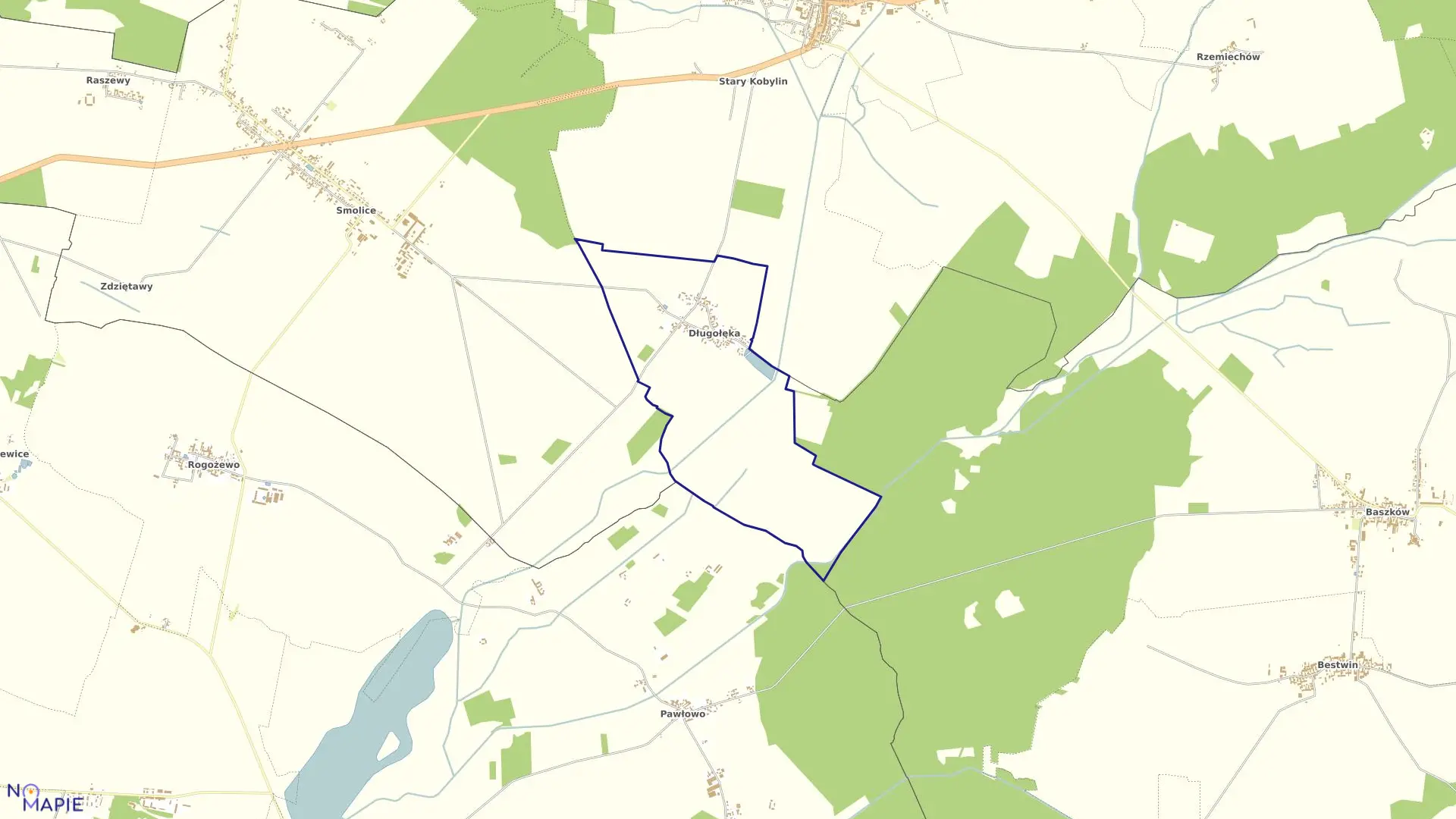 Mapa obrębu DŁUGOŁĘKA w gminie Kobylin