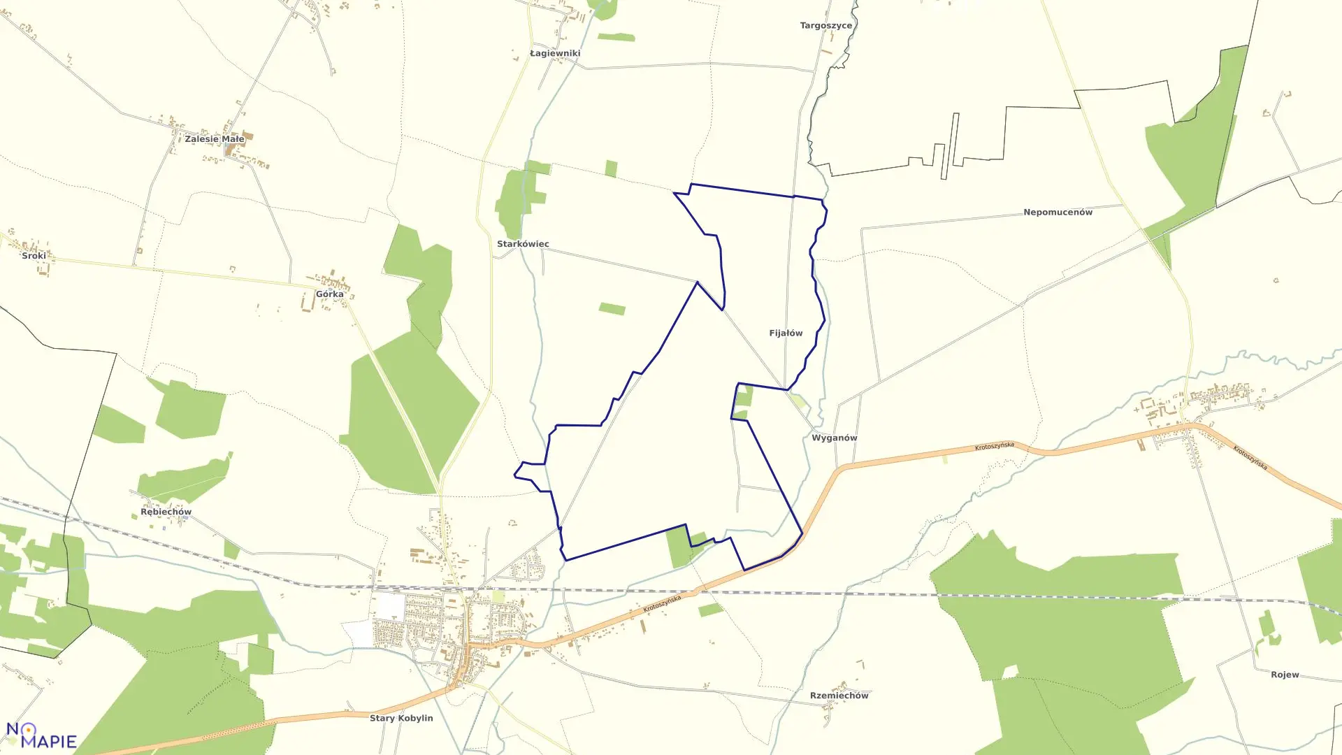 Mapa obrębu FIJAŁÓW w gminie Kobylin