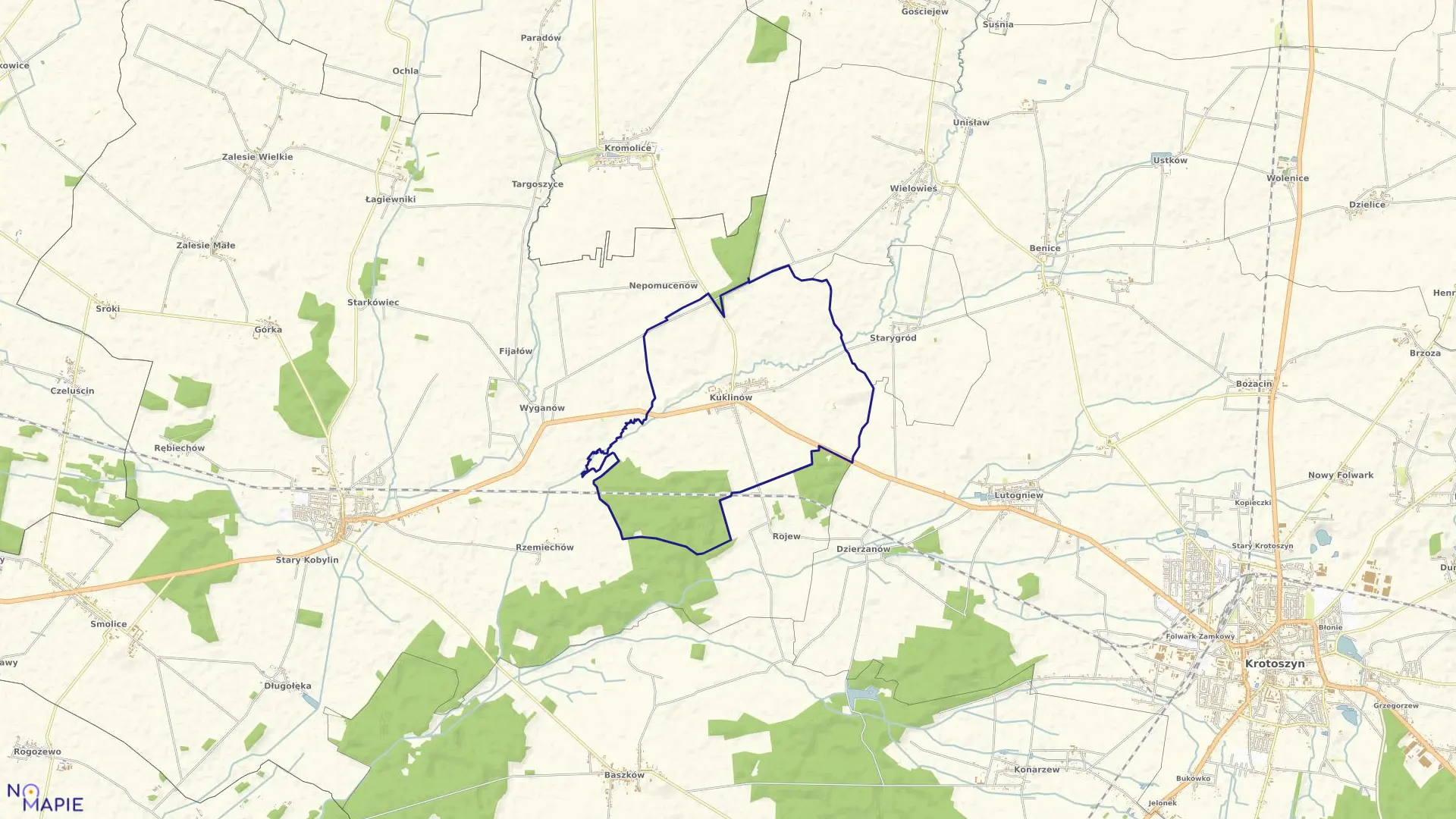 Mapa obrębu KUKLINÓW w gminie Kobylin