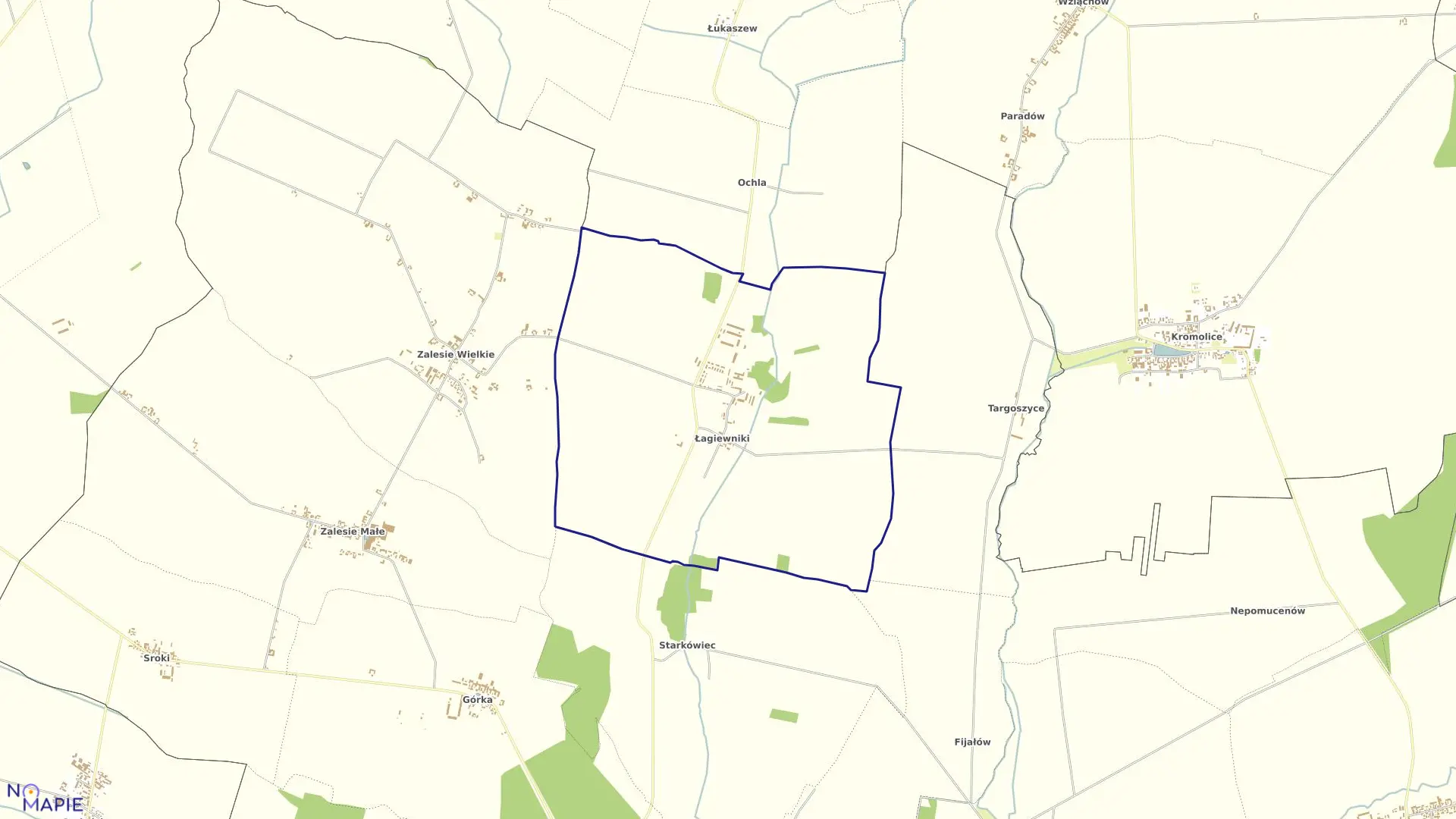 Mapa obrębu ŁAGIEWNIKI w gminie Kobylin
