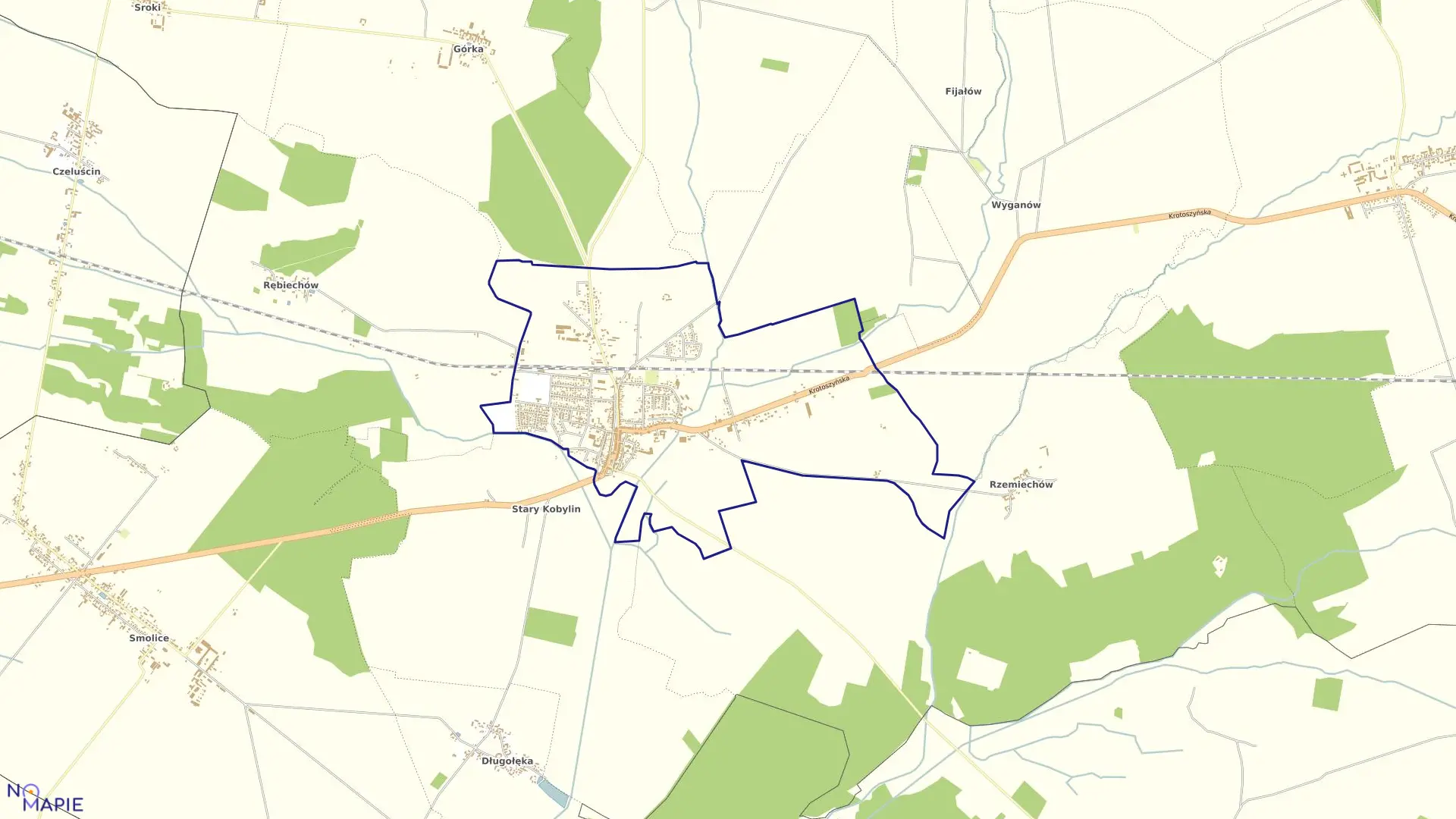 Mapa obrębu MIASTO KOBYLIN w gminie Kobylin