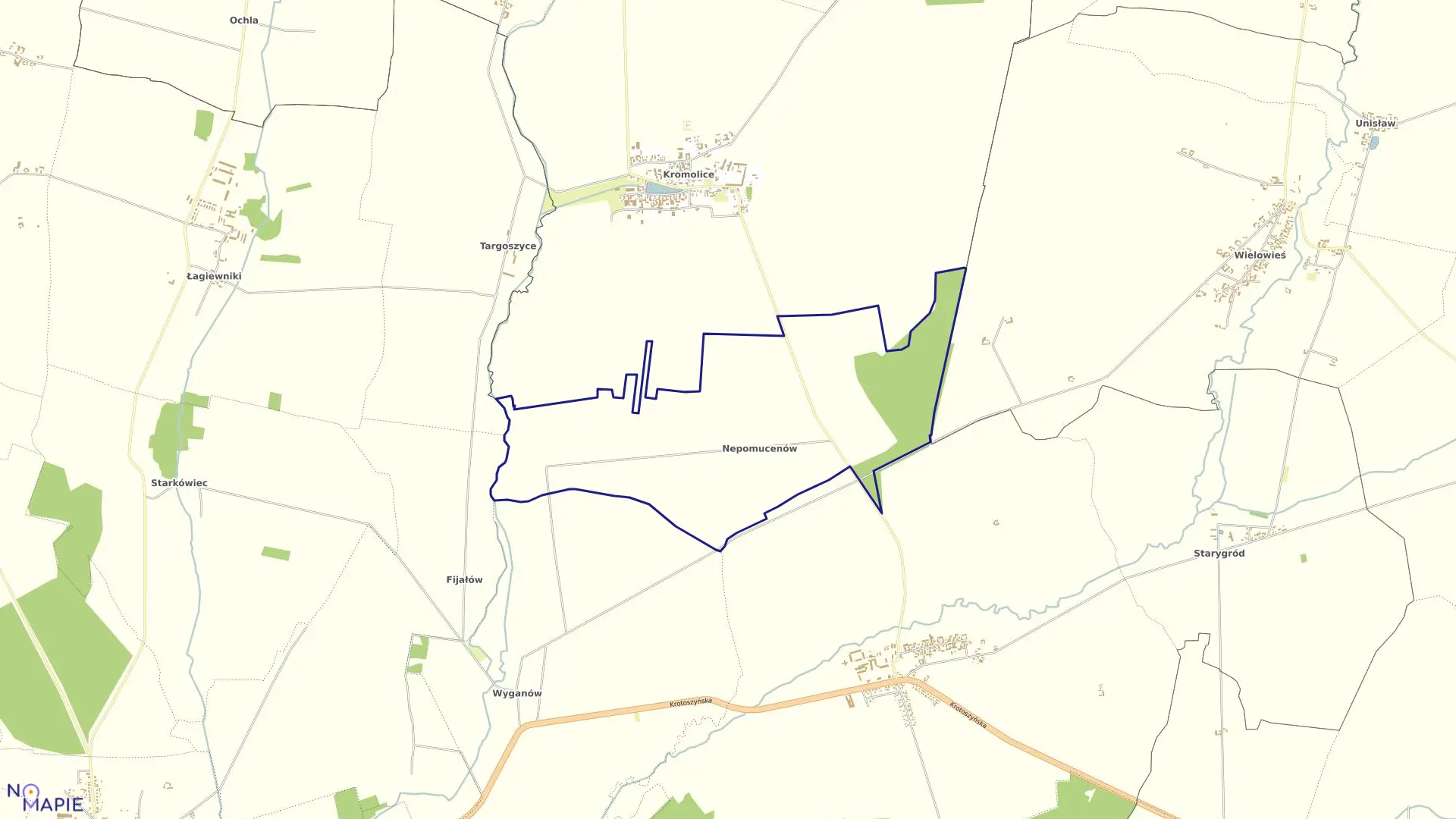 Mapa obrębu NEPOMUCENÓW w gminie Kobylin