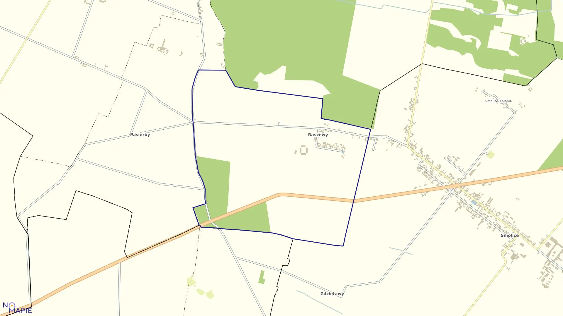 Mapa obrębu RASZEWY w gminie Kobylin