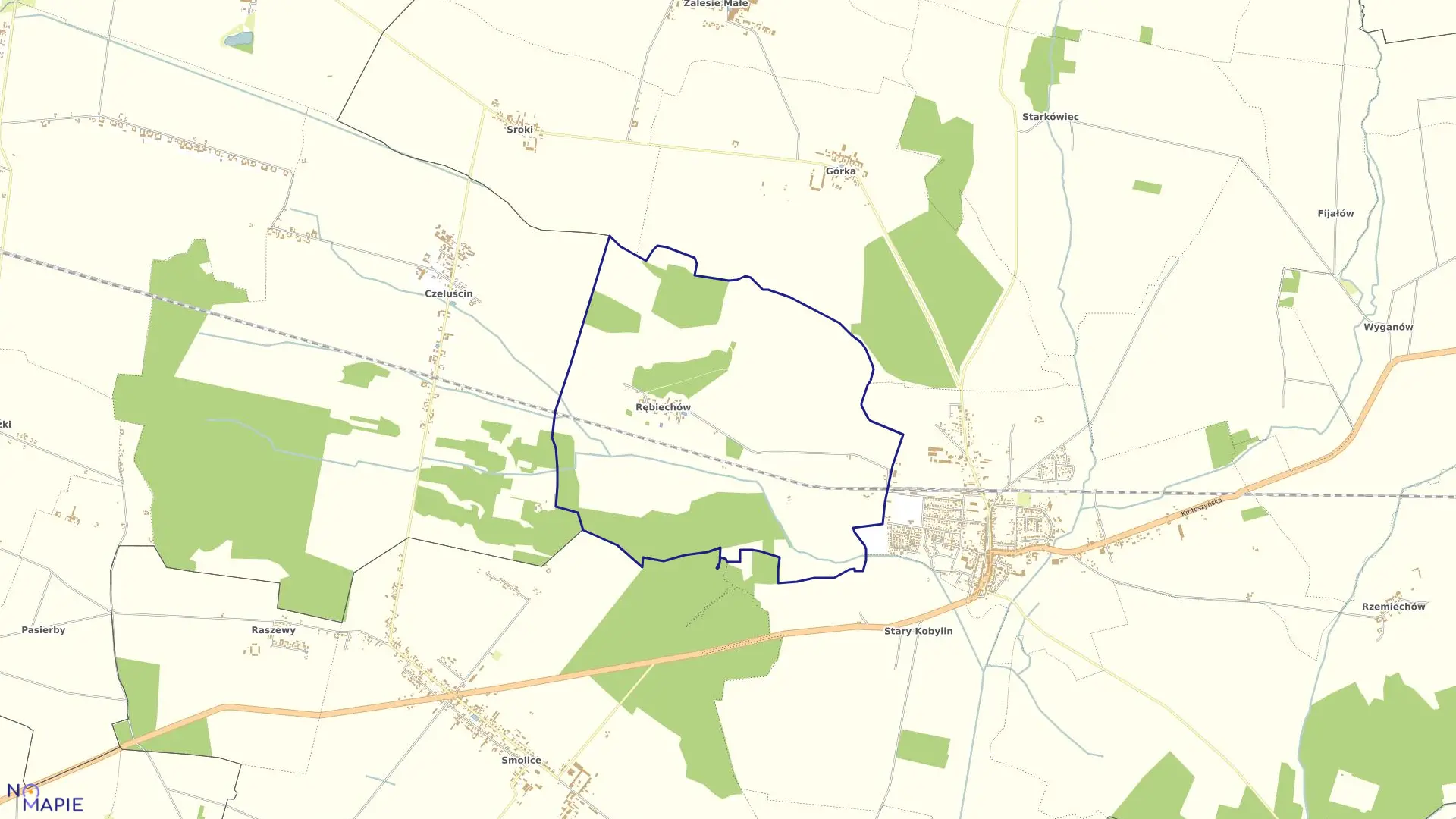 Mapa obrębu RĘBIECHÓW w gminie Kobylin