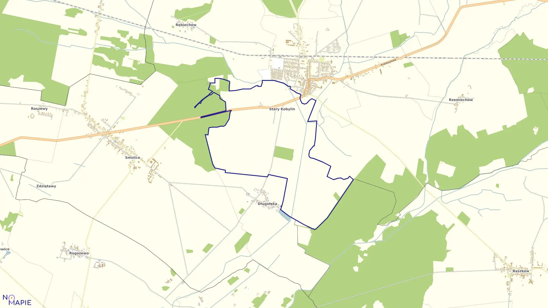 Mapa obrębu STARY KOBYLIN w gminie Kobylin